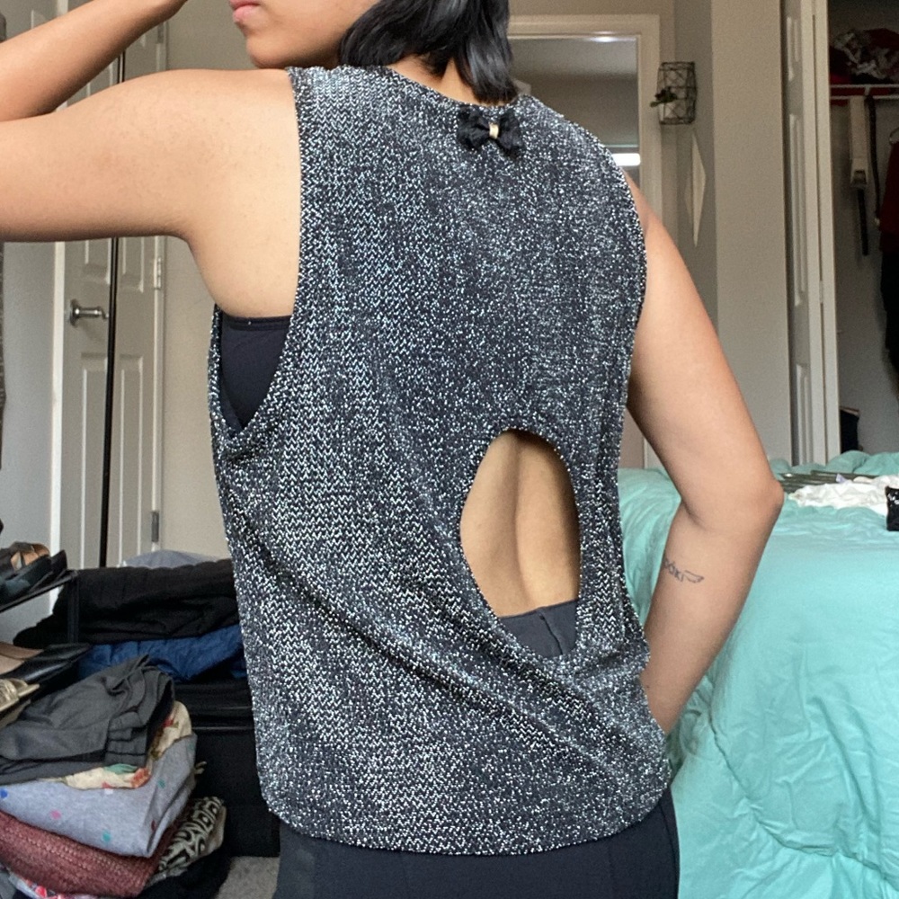 Silver-black party top